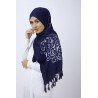 Midnight Blue & Sliver Calligraphy Hijab