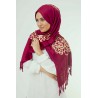 Red Velvet Calligraphy Hijab