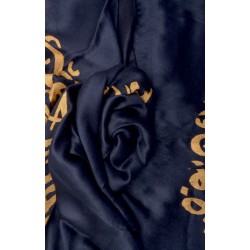 Midnight Blue & Gold Calligraphy Hijab